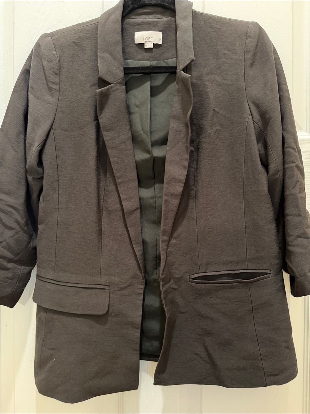 LOFT  khaki Open-Front blazer. NWOT